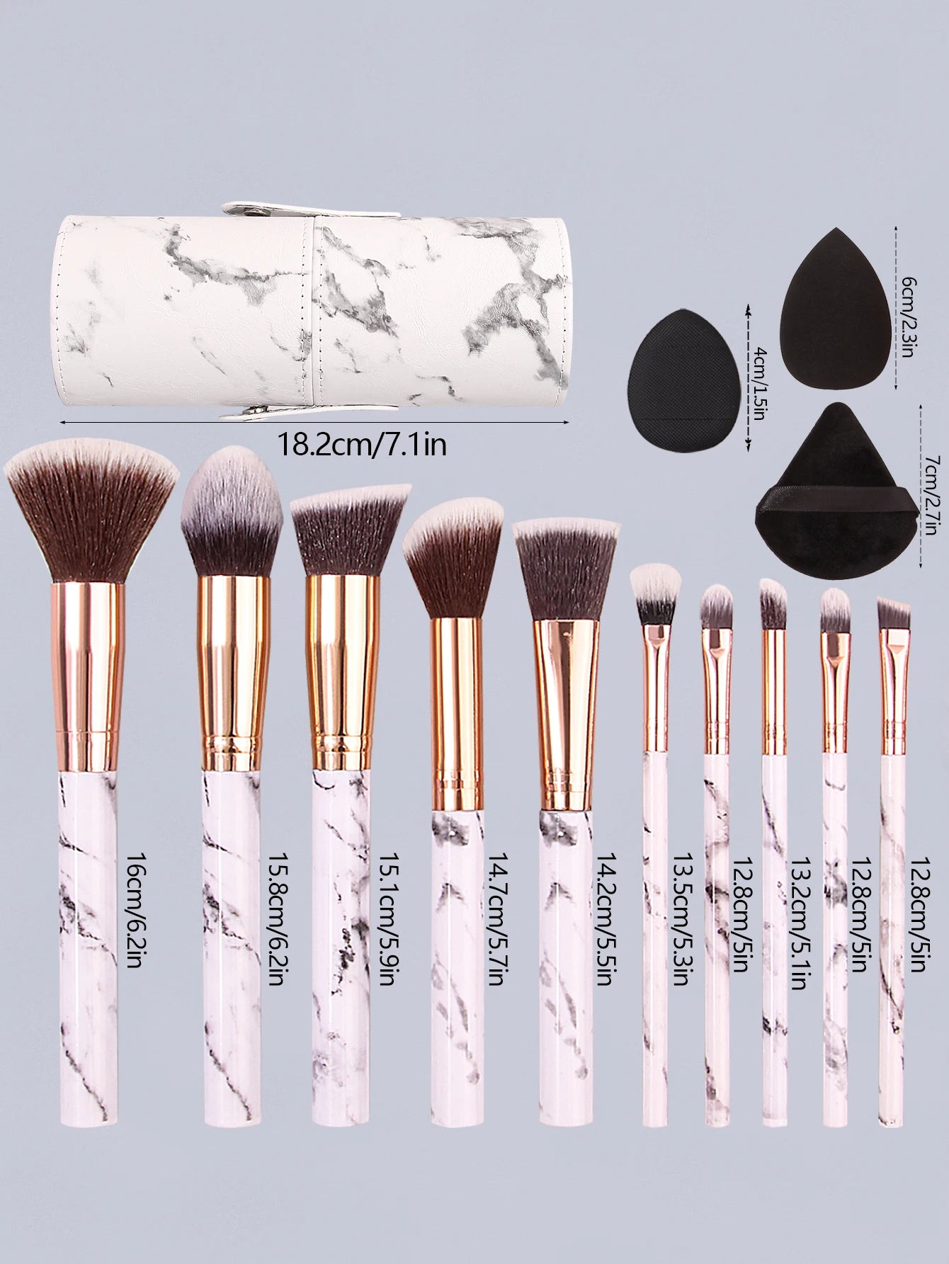 Elegant Marble Makeup Brush Kit